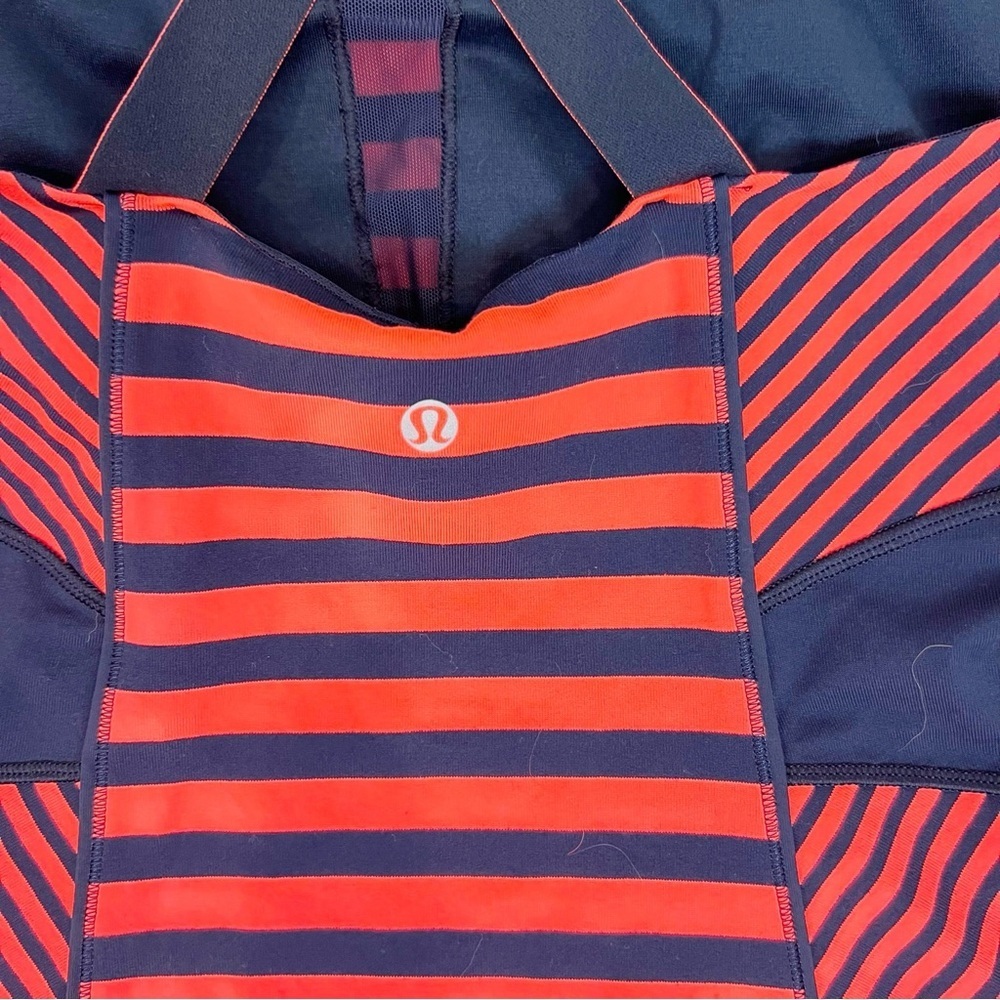 LULULEMON WORK IT OUT TANK ORANGE NAVY STRIPE ATHLETIC TANK TOP SZ 10 - Picture 5 of 8